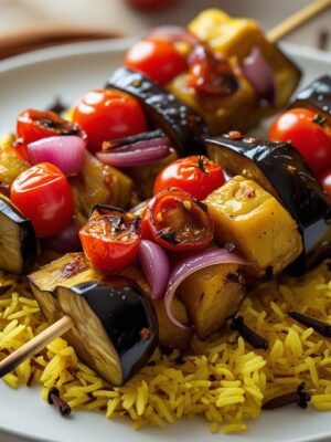 Vegan Shish Kebab kabuli rice